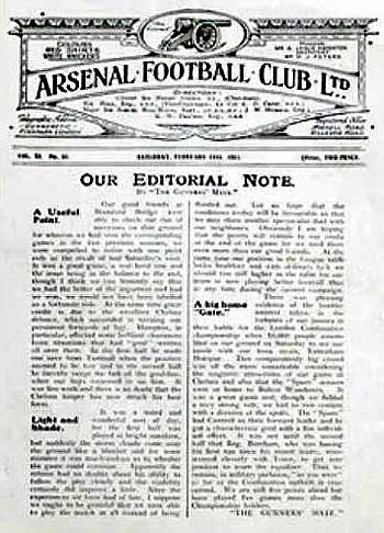 programme cover for Arsenal v Chelsea, 24th Feb 1923