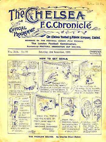 programme cover for Chelsea v Bolton Wanderers, 3rd Nov 1923
