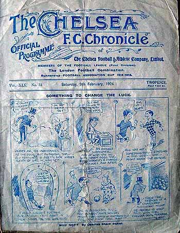 programme cover for Chelsea v Notts County, 9th Feb 1924