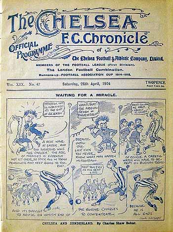 programme cover for Chelsea v Sunderland, 26th Apr 1924