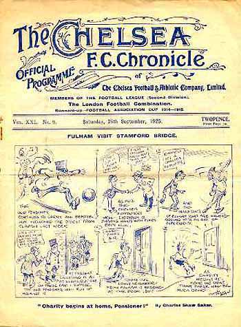 programme cover for Chelsea v Fulham, Saturday, 26th Sep 1925