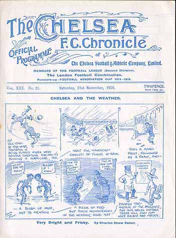 programme cover for Chelsea v Swansea Town, 21st Nov 1925