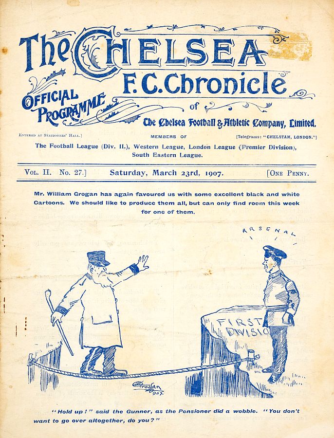 programme cover for Chelsea v Leeds City, Saturday, 23rd Mar 1907