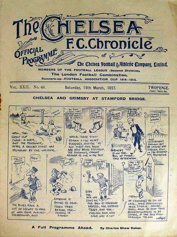 programme cover for Chelsea v Grimsby Town, 19th Mar 1927