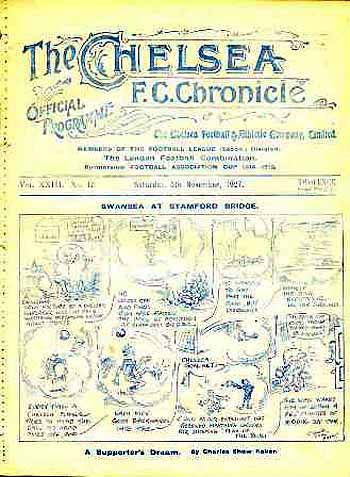 programme cover for Chelsea v Swansea Town, 5th Nov 1927