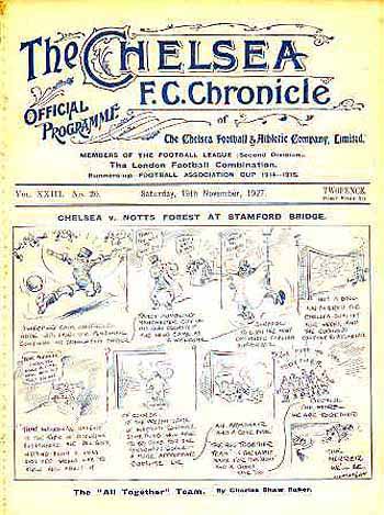 programme cover for Chelsea v Nottingham Forest, Saturday, 19th Nov 1927