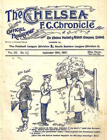 programme cover for Chelsea v Manchester United, Saturday, 28th Sep 1907