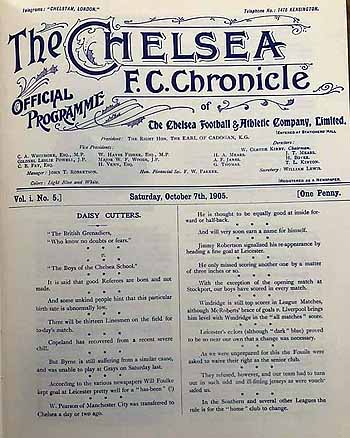 programme cover for Chelsea v First Grenadier Guards, Saturday, 7th Oct 1905