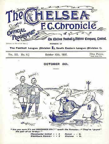 programme cover for Chelsea v Bolton Wanderers, Saturday, 12th Oct 1907
