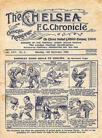 programme cover for Chelsea v Millwall, Saturday, 14th Sep 1929