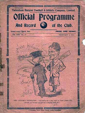 programme cover for Tottenham Hotspur v Chelsea, 1st Feb 1930