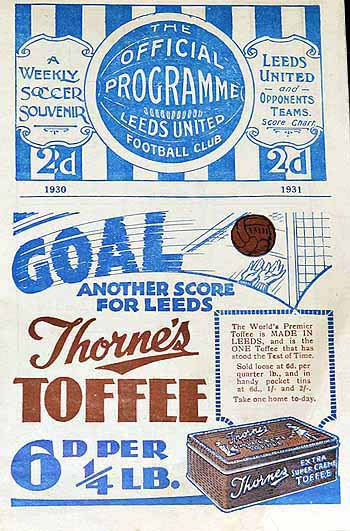 programme cover for Leeds United v Chelsea, 22nd Nov 1930