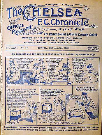 programme cover for Chelsea v Liverpool, 31st Jan 1931