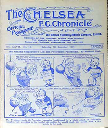 programme cover for Chelsea v Derby County, 7th Nov 1931