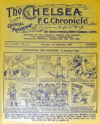 programme cover for Chelsea v Leicester City, 6th Feb 1932