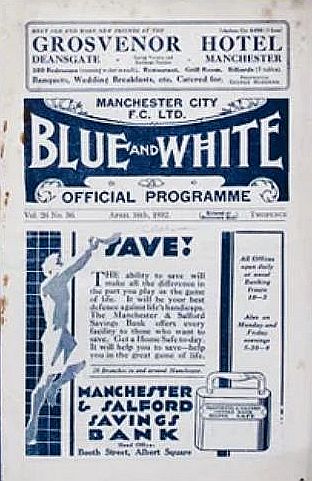 programme cover for Manchester City v Chelsea, Saturday, 16th Apr 1932
