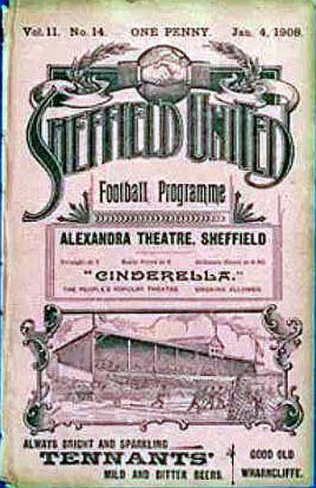 programme cover for Sheffield United v Chelsea, Saturday, 4th Jan 1908
