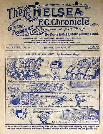 programme cover for Chelsea v Arsenal, 22nd Apr 1933