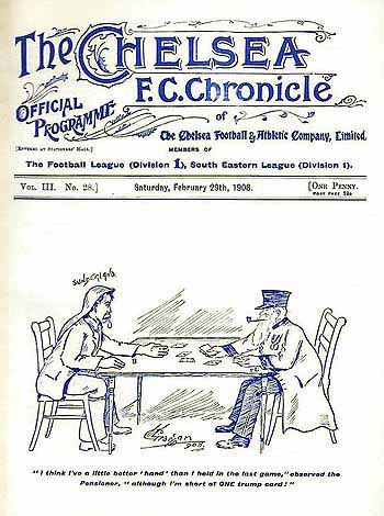 programme cover for Chelsea v Sunderland, Saturday, 29th Feb 1908