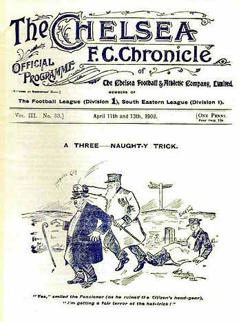 programme cover for Chelsea v Preston North End, Saturday, 11th Apr 1908
