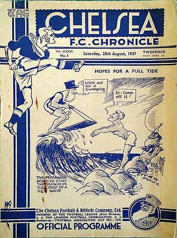 programme cover for Chelsea v Liverpool, 28th Aug 1937