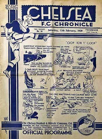 programme cover for Chelsea v Sheffield Wednesday, 11th Feb 1939