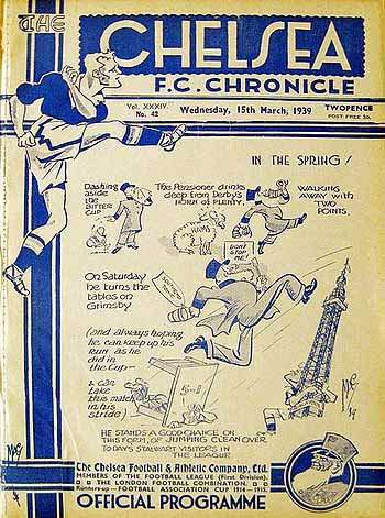 programme cover for Chelsea v Blackpool, 15th Mar 1939