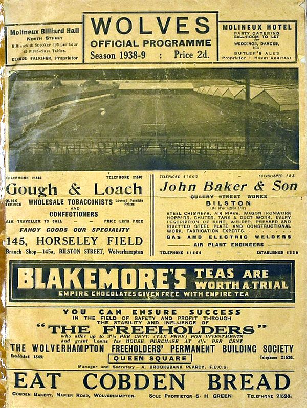 programme cover for Wolverhampton Wanderers v Chelsea, Saturday, 1st Apr 1939