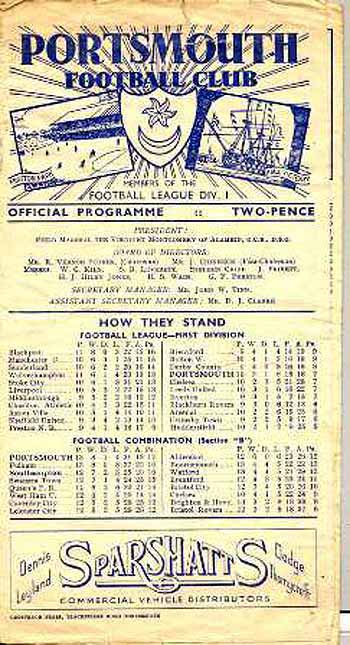 programme cover for Portsmouth v Chelsea, 19th Oct 1946