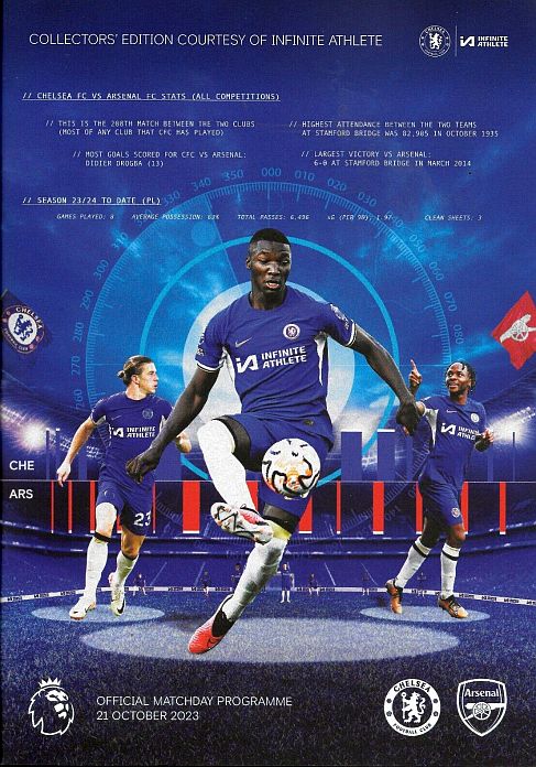 programme cover for Chelsea v Arsenal, 21st Oct 2023