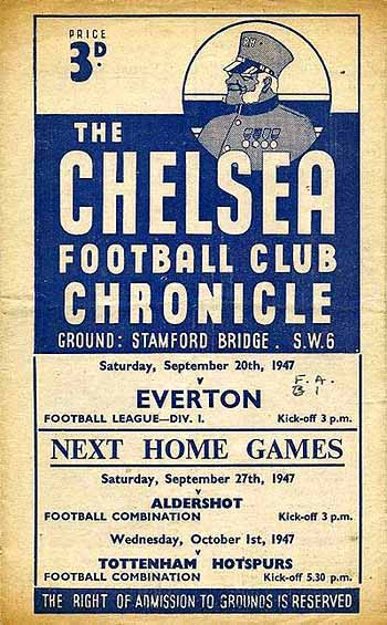 programme cover for Chelsea v Everton, 20th Sep 1947