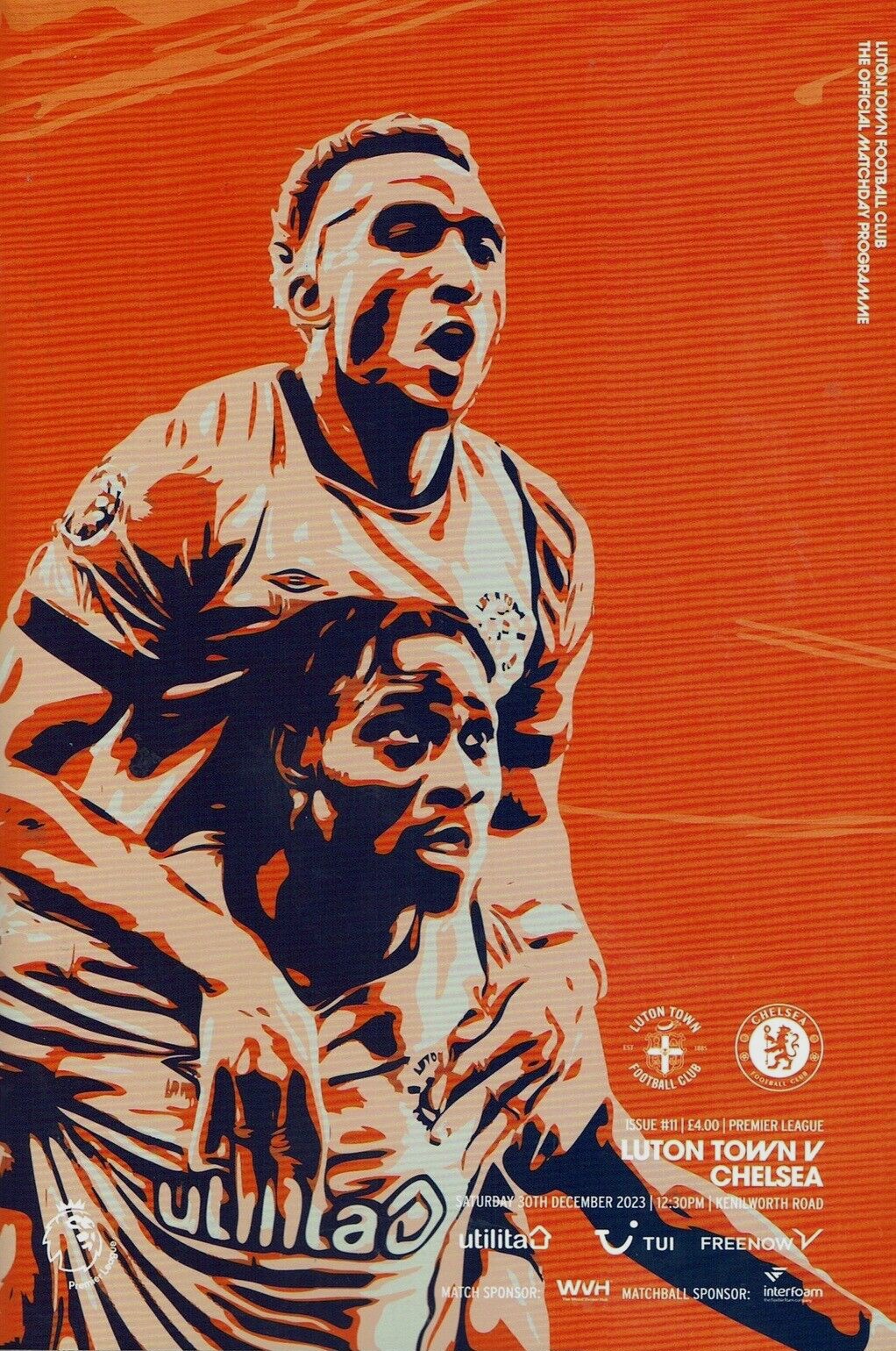 programme cover for Luton Town v Chelsea, 30th Dec 2023