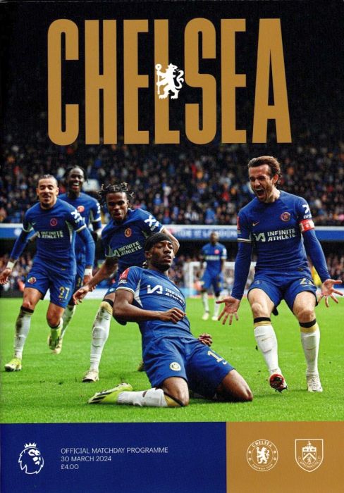 programme cover for Chelsea v Burnley, 30th Mar 2024
