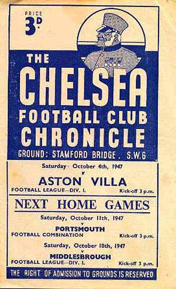 programme cover for Chelsea v Aston Villa, 4th Oct 1947