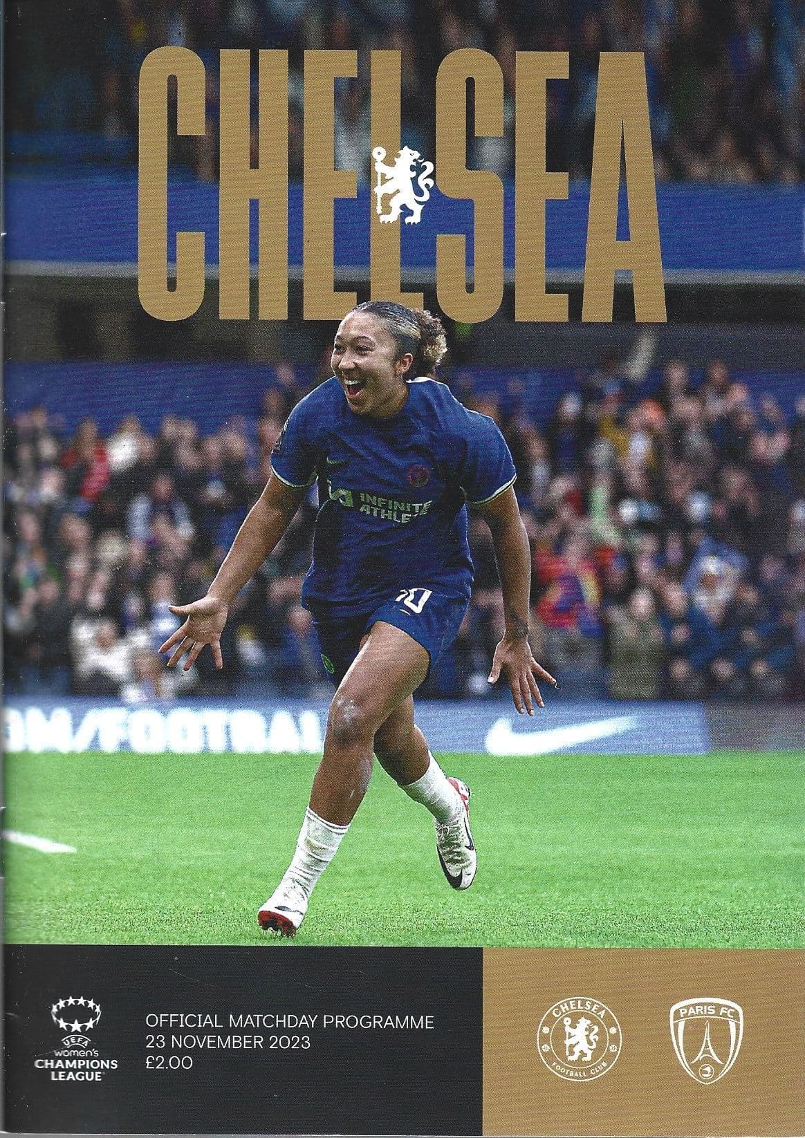 programme cover for Chelsea v Paris FC, Thursday, 23rd Nov 2023
