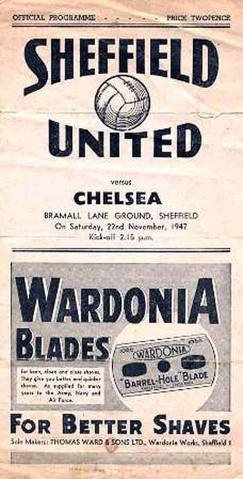 programme cover for Sheffield United v Chelsea, 22nd Nov 1947