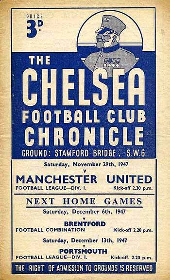 programme cover for Chelsea v Manchester United, 29th Nov 1947
