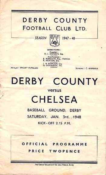 programme cover for Derby County v Chelsea, 3rd Jan 1948