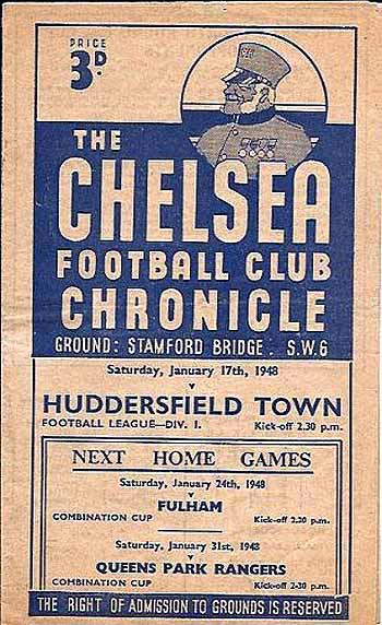 programme cover for Chelsea v Huddersfield Town, 17th Jan 1948