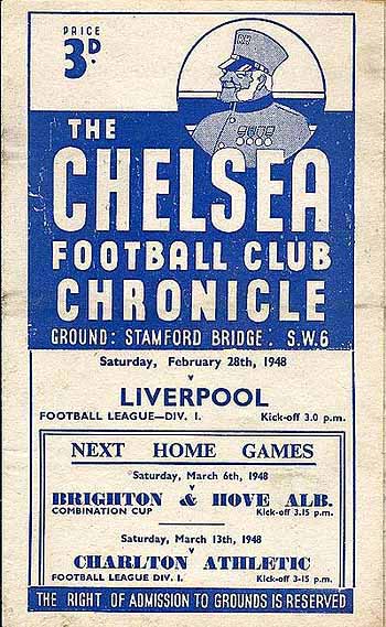 programme cover for Chelsea v Liverpool, 28th Feb 1948