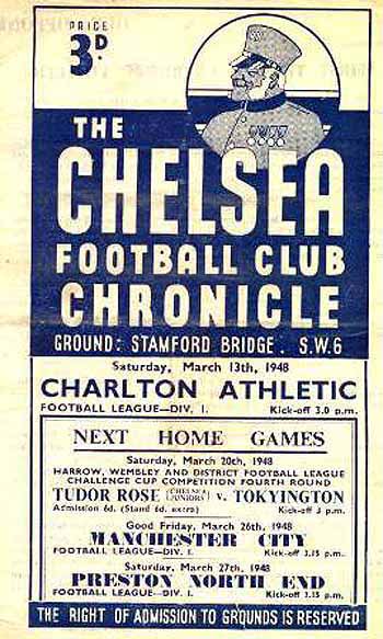 programme cover for Chelsea v Charlton Athletic, 13th Mar 1948