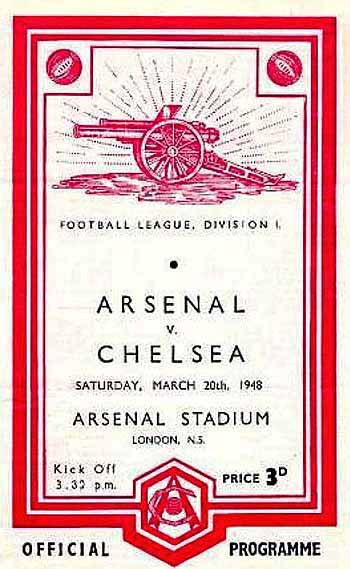 programme cover for Arsenal v Chelsea, 20th Mar 1948