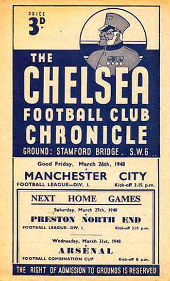 programme cover for Chelsea v Manchester City, 26th Mar 1948