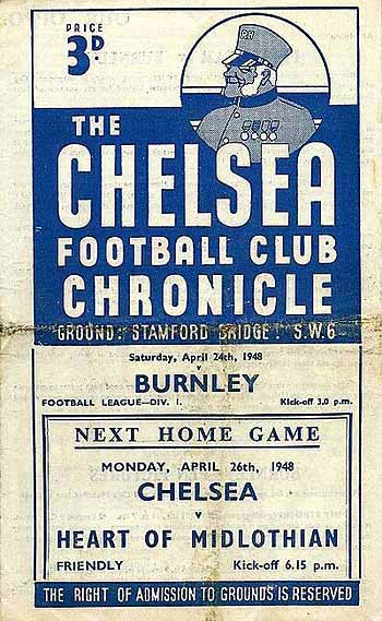 programme cover for Chelsea v Burnley, 24th Apr 1948