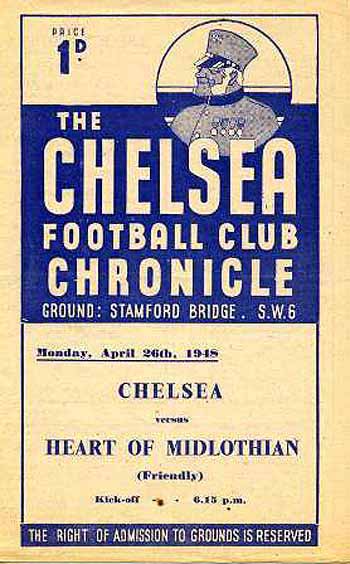 programme cover for Chelsea v Heart Of Midlothian, 26th Apr 1948