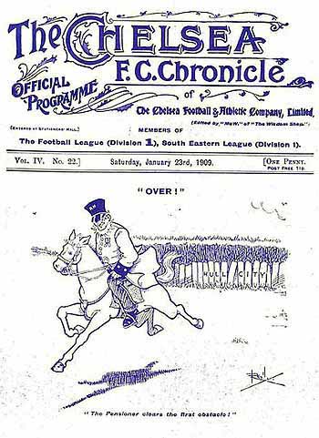 programme cover for Chelsea v Sheffield United, Saturday, 23rd Jan 1909