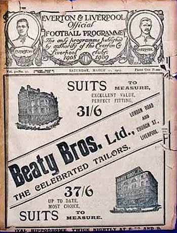 programme cover for Everton v Chelsea, Saturday, 20th Mar 1909
