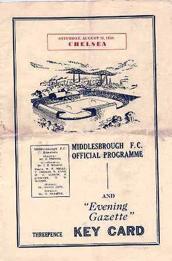 programme cover for Middlesbrough v Chelsea, 26th Aug 1950