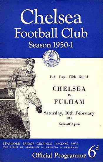 programme cover for Chelsea v Fulham, 10th Feb 1951