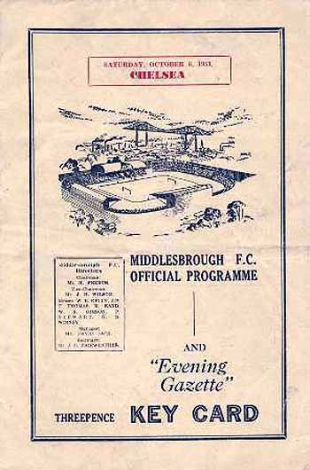 programme cover for Middlesbrough v Chelsea, 6th Oct 1951